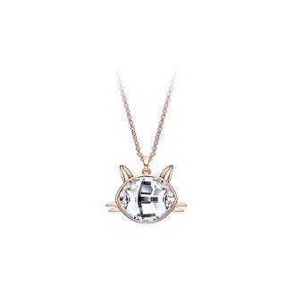 Cute Cat Pendant With White Austrian Element Crystal And Necklaces