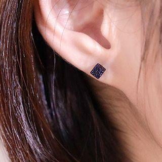 Cube Ear Stud 925 Sterling Silver - Square - One Size