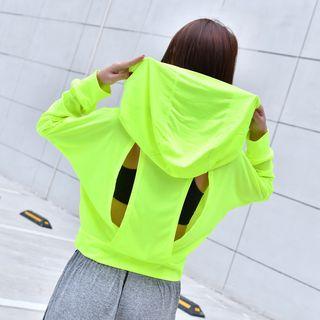 Cut Out Back Cropped Hoodie