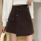 Buttoned-up Asymmetrical Mini Skirt