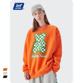 Reflective Bear-print Loose Pullover