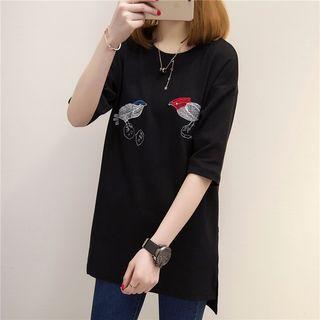 Bird Elbow-sleeve T-shirt