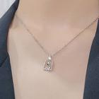 Rose Rhinestone Pendant Alloy Necklace Silver - One Size