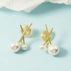 Faux Pearl Clip-on Earring 1 Pair - Gold - One Size