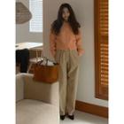 High-waist Pintuck-trim Wide-leg Pants