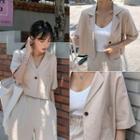 Single-button Elbow-sleeve Cropped Jacket