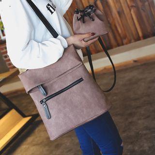 Set : Faux Leather Backpack + Bucket Shoulder Bag