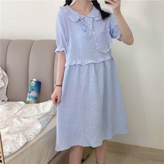 Short-sleeve Ruffle Trim Polo Shirt / Shorts / Sleep Dress / Set