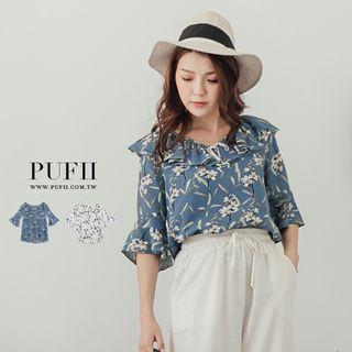 Floral Printed V-neck Chiffon Top