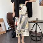 High Waist Geometric Midi Skirt As Shown In Figure - One Size