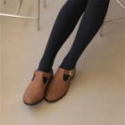 Round-toe Buckled Pointelle Loafers