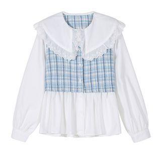 Chiffon Striped Ruffle Blouse