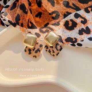 Leopard Print Stud Earring E4704 - 1 Pair - 925 Silver - Khaki - One Size