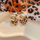 Leopard Print Stud Earring E4704 - 1 Pair - 925 Silver - Khaki - One Size