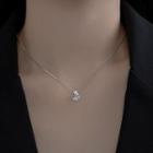 Rhinestone Star Glass Bead Pendant Sterling Silver Necklace 1 Pc - Silver - One Size