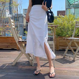 Button-up A-line Long Skirt