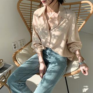 Sleek Loose-fit Shirt Beige - One Size