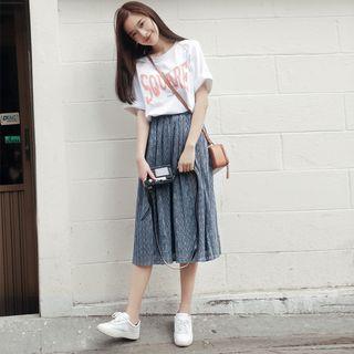 Floral Print Midi Mesh Skirt