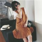 Plain Pleated Hem Pinafore Dress