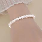 Chinese Characters Sterling Silver Faux Pearl Bracelet