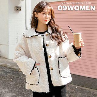 Single-breasted Stitched Faux-shearling Jacket Ivory - One Size