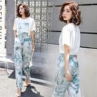 Set: Short-sleeve T-shirt + Print Straight-fit Pants