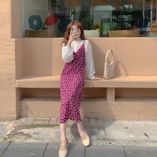 Flower Print Midi Pinafore Dress