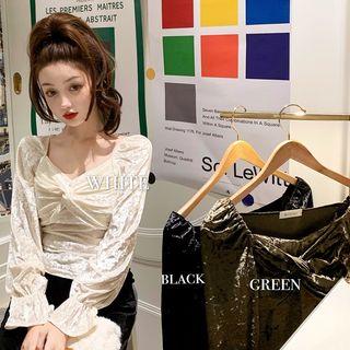 Square-neck Corduroy Blouse