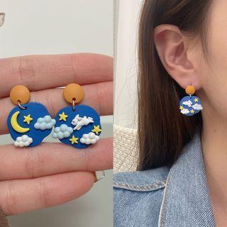 Rabbit Moon & Star Asymmetrical Dangle Earring