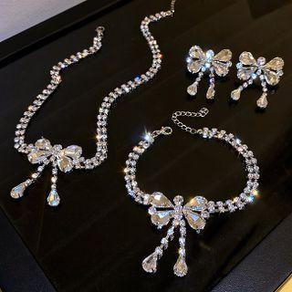 Bow Rhinestone Dangle Earring / Bracelet / Choker