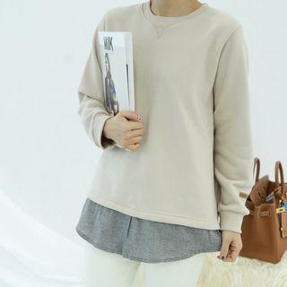 Letter-tag Check-layered Pullover