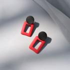 Rectangle Alloy Dangle Earring 1 Pair - Red & Black - One Size