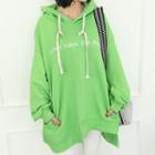 Hooded Letter Embroidered Oversized Pullover