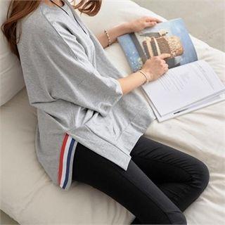 3/4-sleeve Oversized Cotton Pullover