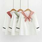 3/4-sleeve Sailor Collar Shirt
