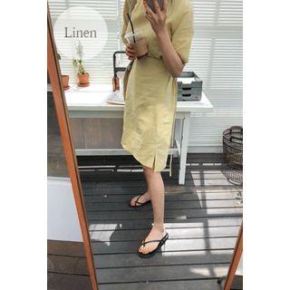 Wrap-hem Linen Dress