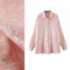 Retro Woven Long-sleeve Shirt Pink - One Size