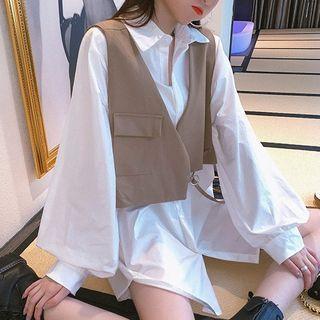 Set: Oversize Shirt + Cropped Vest
