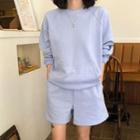 Set: Drawcord-hem Boxy Sweatshirt + Sweatshorts