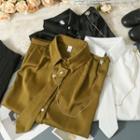 Puff-sleeve Loose Shirt With Tie