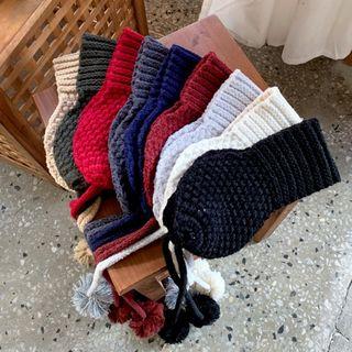 Tie-pompom Knit Earmuffs In 9 Colors