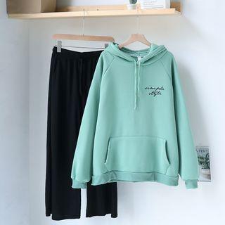 Letter Hoodie / Wide-leg Pants