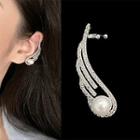 Faux Pearl Rhinestone Ear Cuff 1 Pc - Silver - One Size