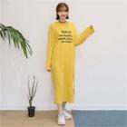 Tie-waist Lettering Long T-shirt Dress