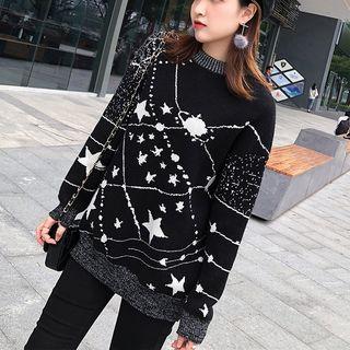 Mock Neck Star Print Sweater