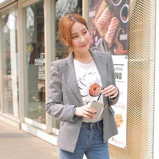 Single-breasted Houndstooth Blazer