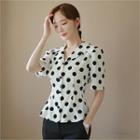 Pintuck-detail Polka-dot Blouse