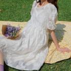 Puff-sleeve Floral Lace Dress