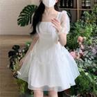Short-sleeve Drawstring Mini Corset Dress