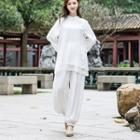 Set: Embroidered Chinese Traditional Blouse + Harem Pants